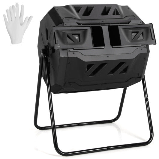 43 Gallon Composting Tumbler Compost Bin with Dual Rotating Chamber W2B
