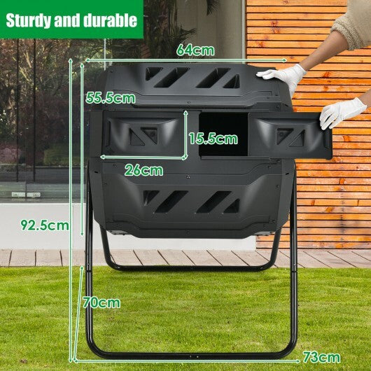 43 Gallon Composting Tumbler Compost Bin with Dual Rotating Chamber - Color: Black W2B