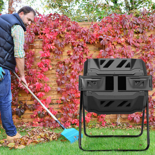 43 Gallon Composting Tumbler Compost Bin with Dual Rotating Chamber W2B