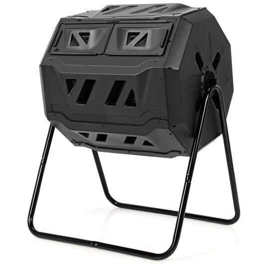43 Gallon Composting Tumbler Compost Bin with Dual Rotating Chamber W2B