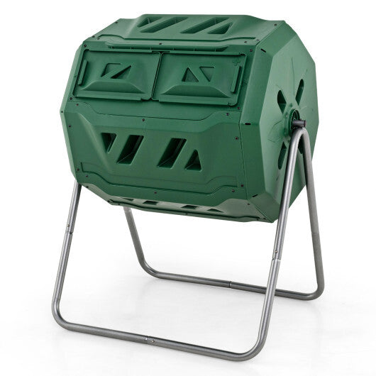 43 Gallon Composting Tumbler Compost Bin with Dual Rotating Chamber W2B