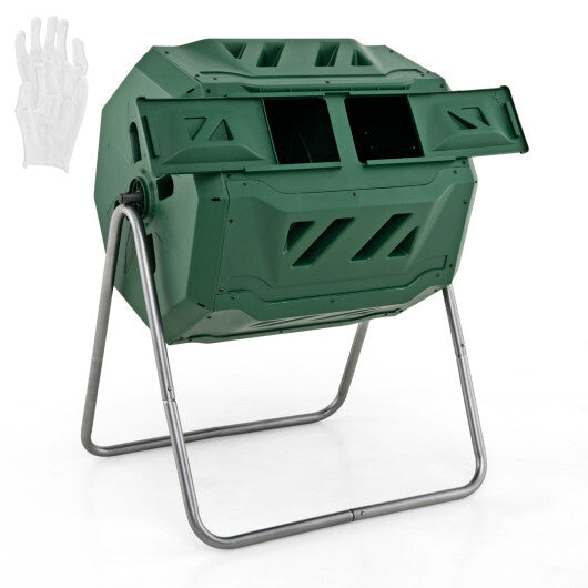 43 Gallon Composting Tumbler Compost Bin with Dual Rotating Chamber W2B