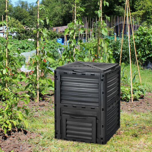 80-Gallon Outdoor Composter with Large Openable Lid and Bottom Exit Door-Green