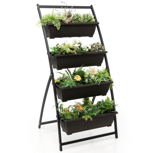 4-Tier Vertical Raised Garden Bed with 4 Containers and Drainage Holes-M W2B