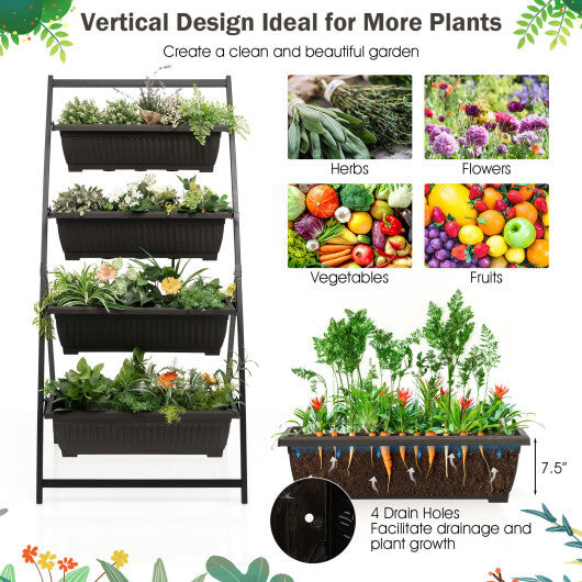 4-Tier Vertical Raised Garden Bed with 4 Containers and Drainage Holes-M W2B