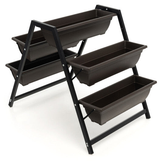 3-Tier Vertical Raised Garden Bed with 5 Plant Boxes - Color: Brown W2B