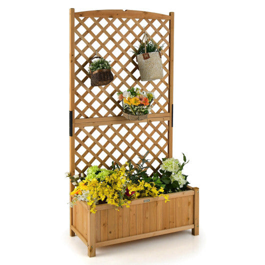 Planter Raised Bed with Trellis for Plant Flower Climbing-Orange W2B