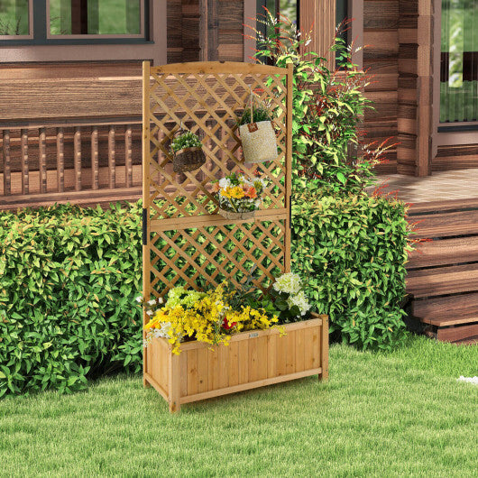 Planter Raised Bed with Trellis for Plant Flower Climbing-Orange W2B