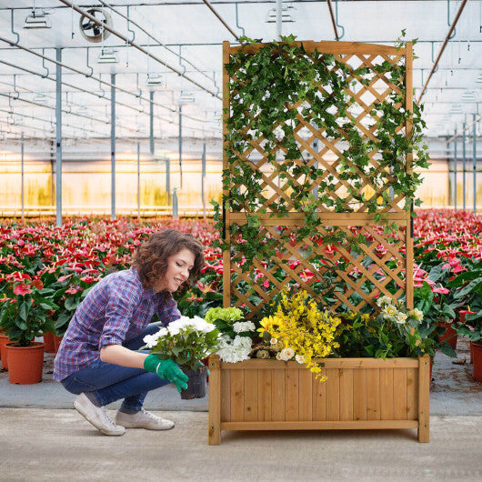 Planter Raised Bed with Trellis for Plant Flower Climbing-Orange W2B