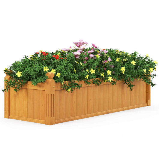 Wooden Rectangular Garden Bed with Drainage System-Natural W2B