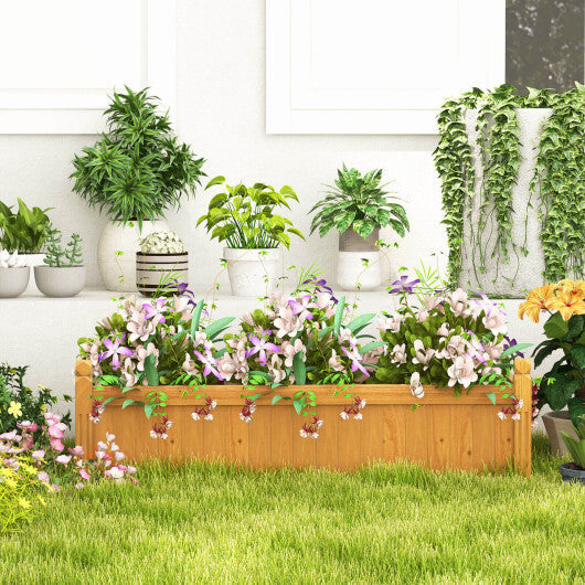 Wooden Rectangular Garden Bed with Drainage System-Natural W2B