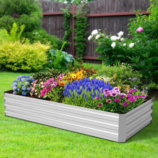 6 x 3 x 3 Feet Galvanized Raised Garden Bed with Greenhouse-Silver W2B