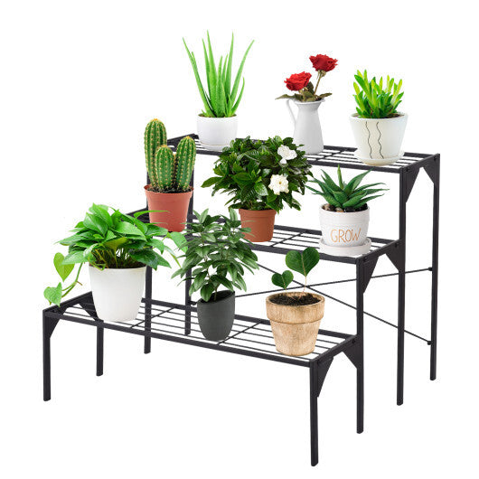 Outdoor 3 Tier Metal Plant Stand with Heavy Duty Rack for Multiple Use W2B