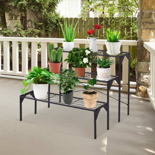 Outdoor 3 Tier Metal Plant Stand with Heavy Duty Rack for Multiple Use W2B