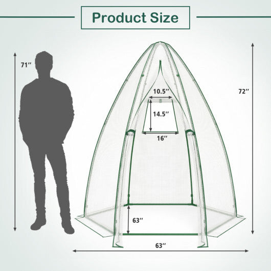 5.5 x 5.5 x 6 Feet Portable Mini Greenhouse with All-Weather PE Cover W2B