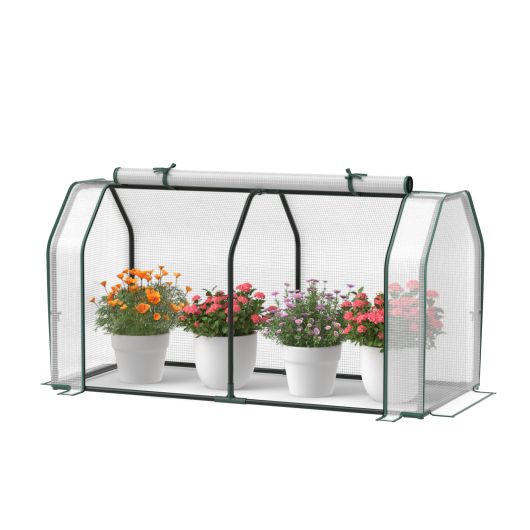 47.5 x 21.5 x 24 Inch Mini Greenhouse with Roll-up Zipper Door W2B