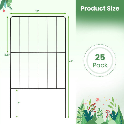 25 Pack Rustproof Decorative Garden Fence Set for Dog Flower bed W2B