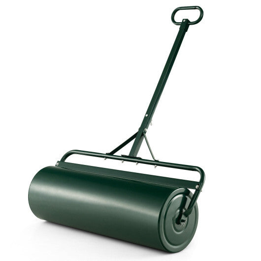 Metal Lawn Roller with Detachable Gripping Handle-Green W2B