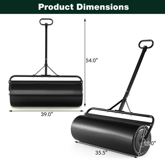 Metal Lawn Roller with Detachable Gripping Handle-Green W2B