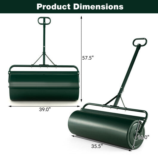 39 Inch Wide Push/Tow Lawn Roller-Green W2B