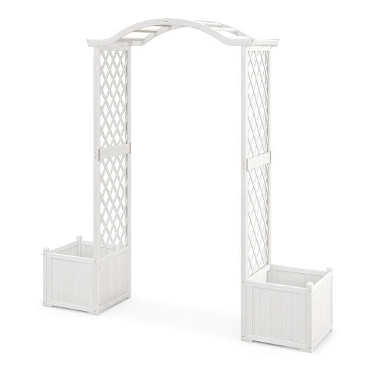 Wooden Garden Arbor with Planter and Trellis for Climbing Plants Decorations-Orange W2B