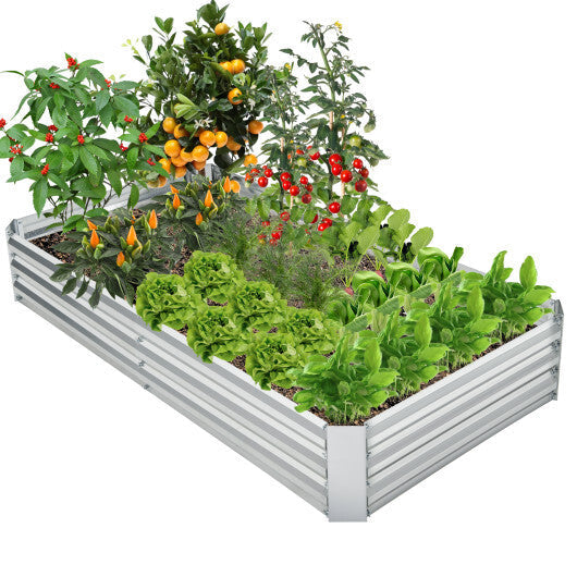 Metal Galvanized Raised Garden Bed with Open-Ended Base-6 x 3 ft - Color: Silver - Size: 6 x 3 ft W2B