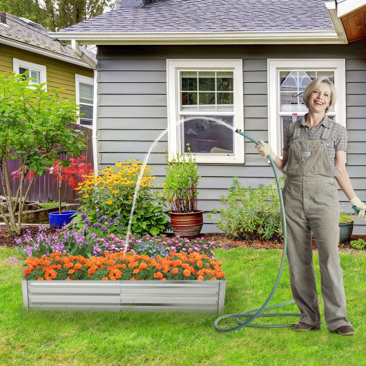 Metal Galvanized Raised Garden Bed with Open-Ended Base-6 x 3 ft - Color: Silver - Size: 6 x 3 ft W2B