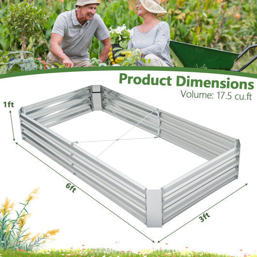 Metal Galvanized Raised Garden Bed with Open-Ended Base-6 x 3 ft - Color: Silver - Size: 6 x 3 ft W2B