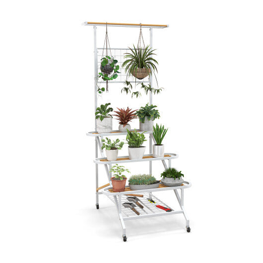 4-Tier Hanging Plant Stand with Hanging Bar W2B