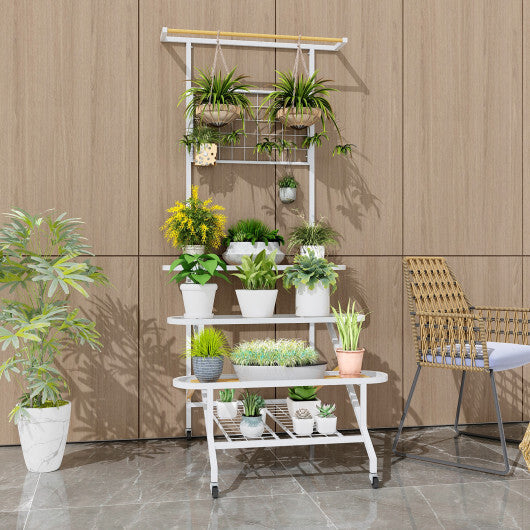 4-Tier Hanging Plant Stand with Hanging Bar W2B