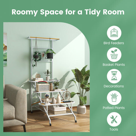 4-Tier Hanging Plant Stand with Hanging Bar W2B