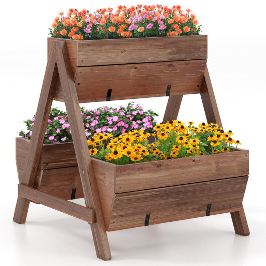 Vertical Raised Garden bed with 3 Wooden Planter Boxes-L W2B