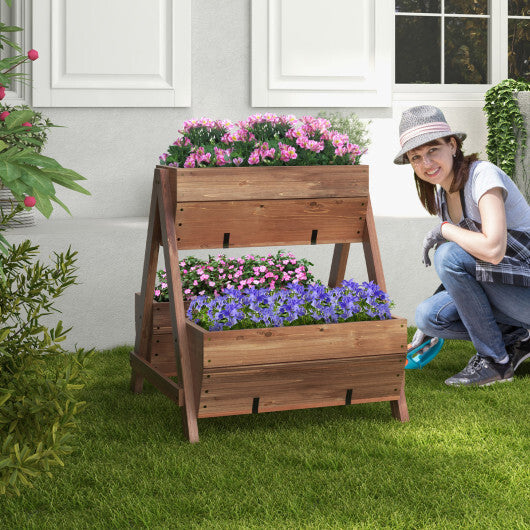 Vertical Raised Garden bed with 3 Wooden Planter Boxes-L W2B