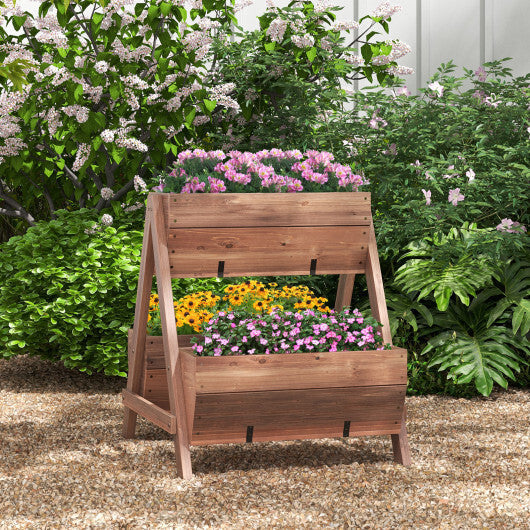 Vertical Raised Garden bed with 3 Wooden Planter Boxes-L W2B