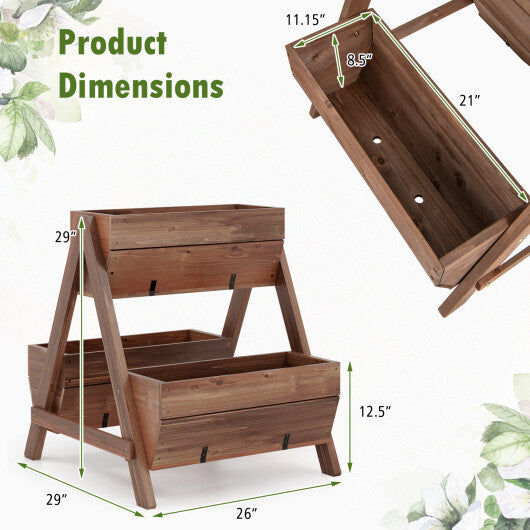Vertical Raised Garden bed with 3 Wooden Planter Boxes-L W2B