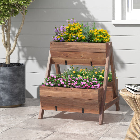 Vertical Raised Garden bed with 3 Wooden Planter Boxes-L W2B