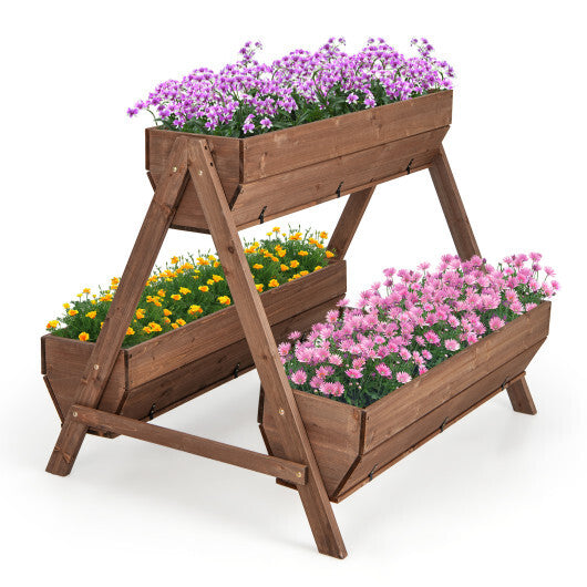 Vertical Raised Garden bed with 3 Wooden Planter Boxes-L W2B