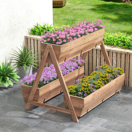 Vertical Raised Garden bed with 3 Wooden Planter Boxes-L W2B