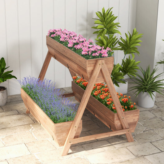 Vertical Raised Garden bed with 3 Wooden Planter Boxes-L W2B
