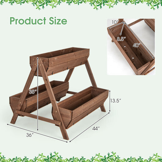 Vertical Raised Garden bed with 3 Wooden Planter Boxes-L W2B