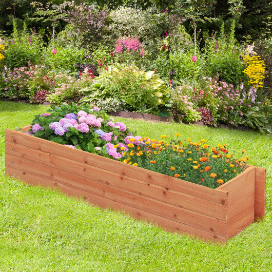 Fir Wood Planter Box with 2 Drainage Holes and 3 Added Bottom Crossbars-Orange