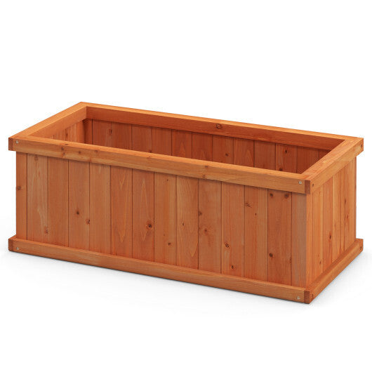 Raised Garden Bed Wooden Planter Box with 4 Drainage Holes and Detachable Bottom Panels-Orange W2B