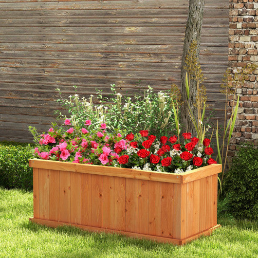 Raised Garden Bed Wooden Planter Box with 4 Drainage Holes and Detachable Bottom Panels-Orange W2B