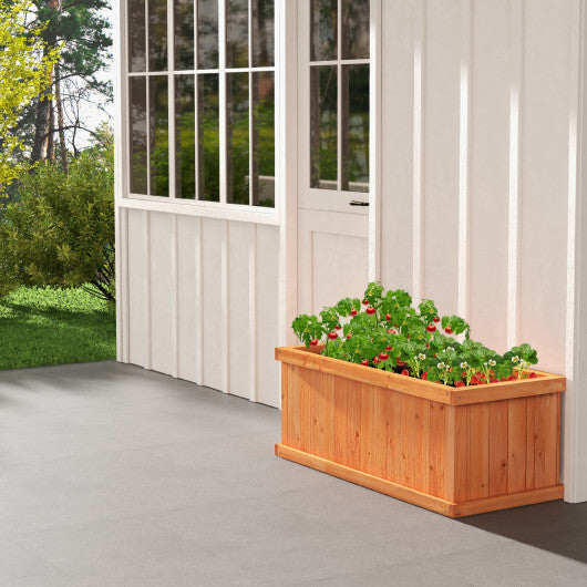 Raised Garden Bed Wooden Planter Box with 4 Drainage Holes and Detachable Bottom Panels-Orange W2B