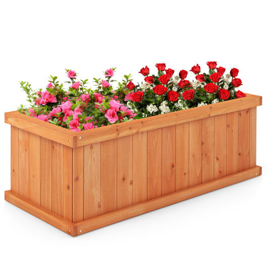 Raised Garden Bed Wooden Planter Box with 4 Drainage Holes and Detachable Bottom Panels-Orange W2B