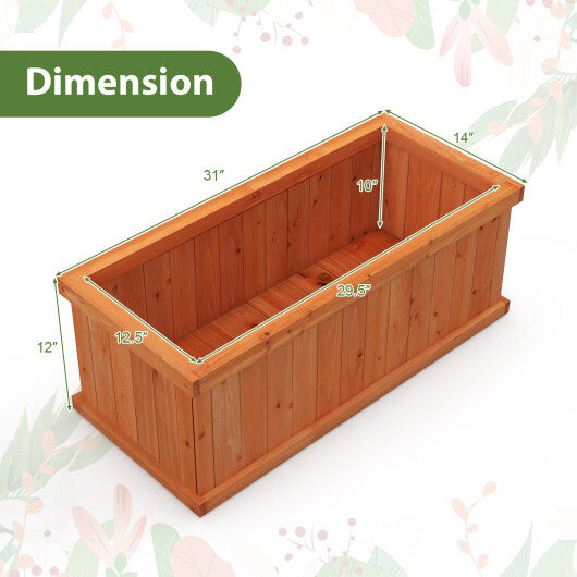Raised Garden Bed Wooden Planter Box with 4 Drainage Holes and Detachable Bottom Panels-Orange W2B