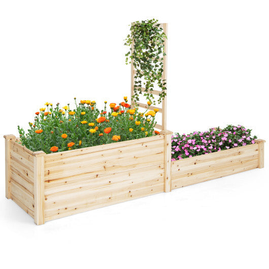 Raised Garden Bed with Trellis-Natural W2B