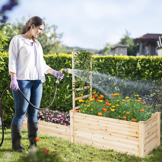 Raised Garden Bed with Trellis-Natural W2B