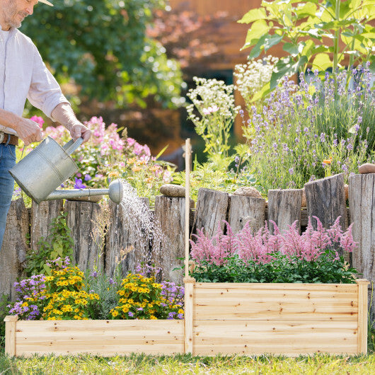 Raised Garden Bed with Trellis-Natural W2B