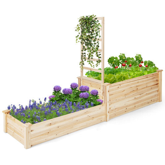 Raised Garden Bed with Trellis-Natural W2B